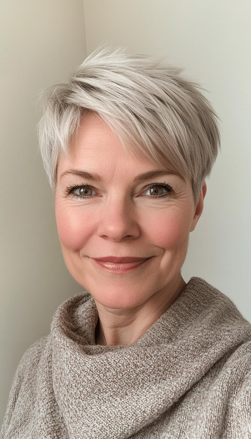 21. Face-Framing Pixie in Classic Ash Blonde (Short Pixie Haircuts For Older Women) - Short Pixie Haircuts For Older Women