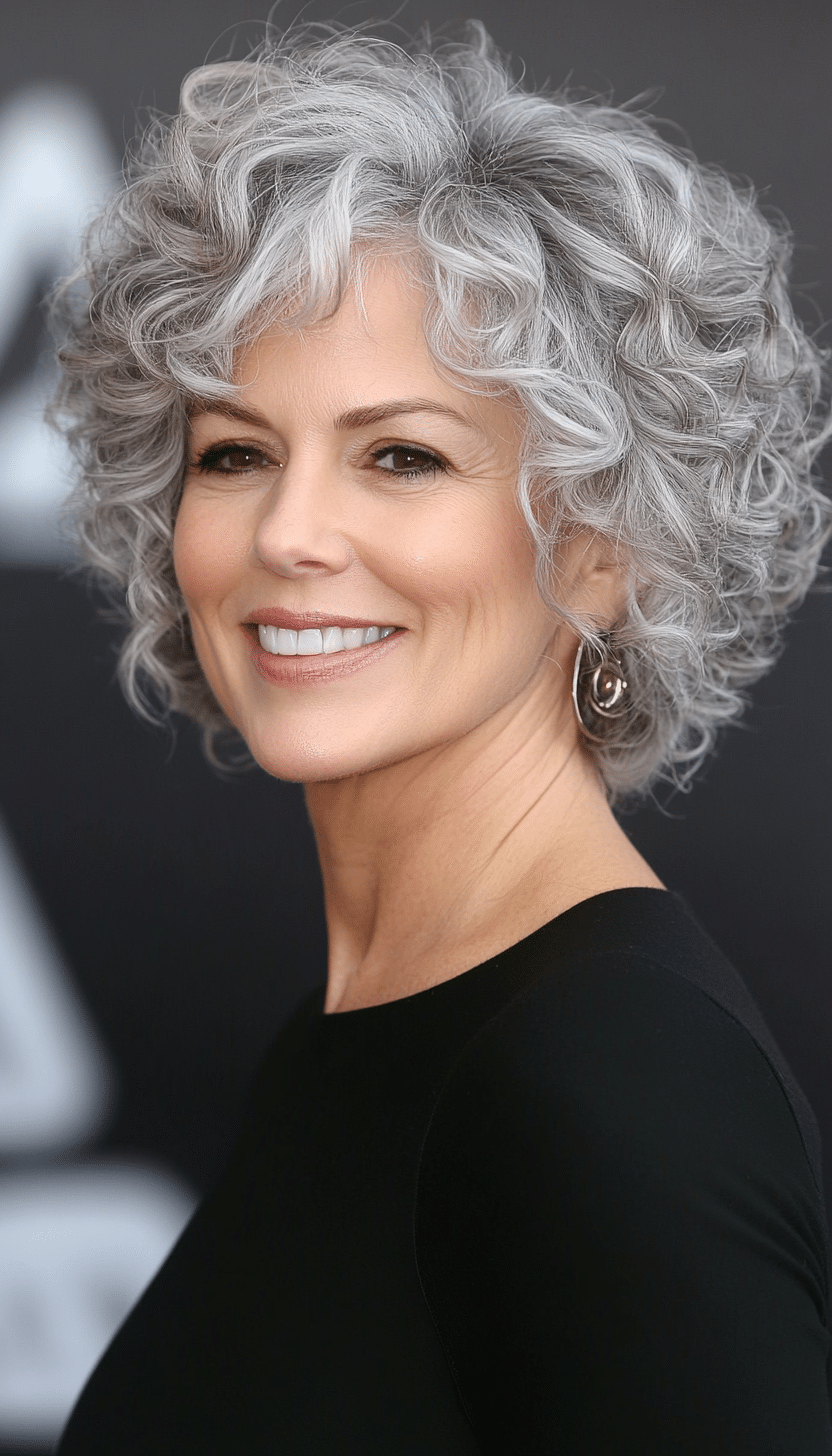 3. Tapered Curly Pixie in Salt-and-Pepper Gray (Curly Hairstyles For Women Over 50) - Curly Hairstyles For Women Over 50