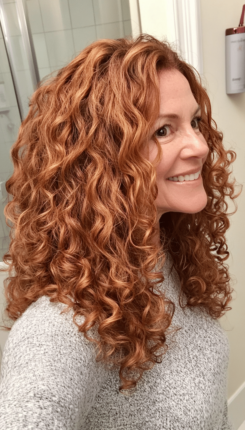 6. Cascading Layers in Warm Auburn (Curly Hairstyles For Women Over 50) - Curly Hairstyles For Women Over 50