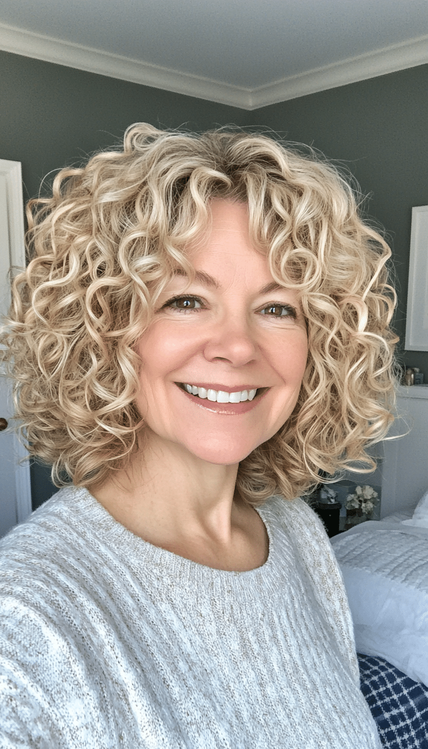 12. Tousled Curly Bob in Sandy Blonde (Curly Hairstyles For Women Over 50) - Curly Hairstyles For Women Over 50