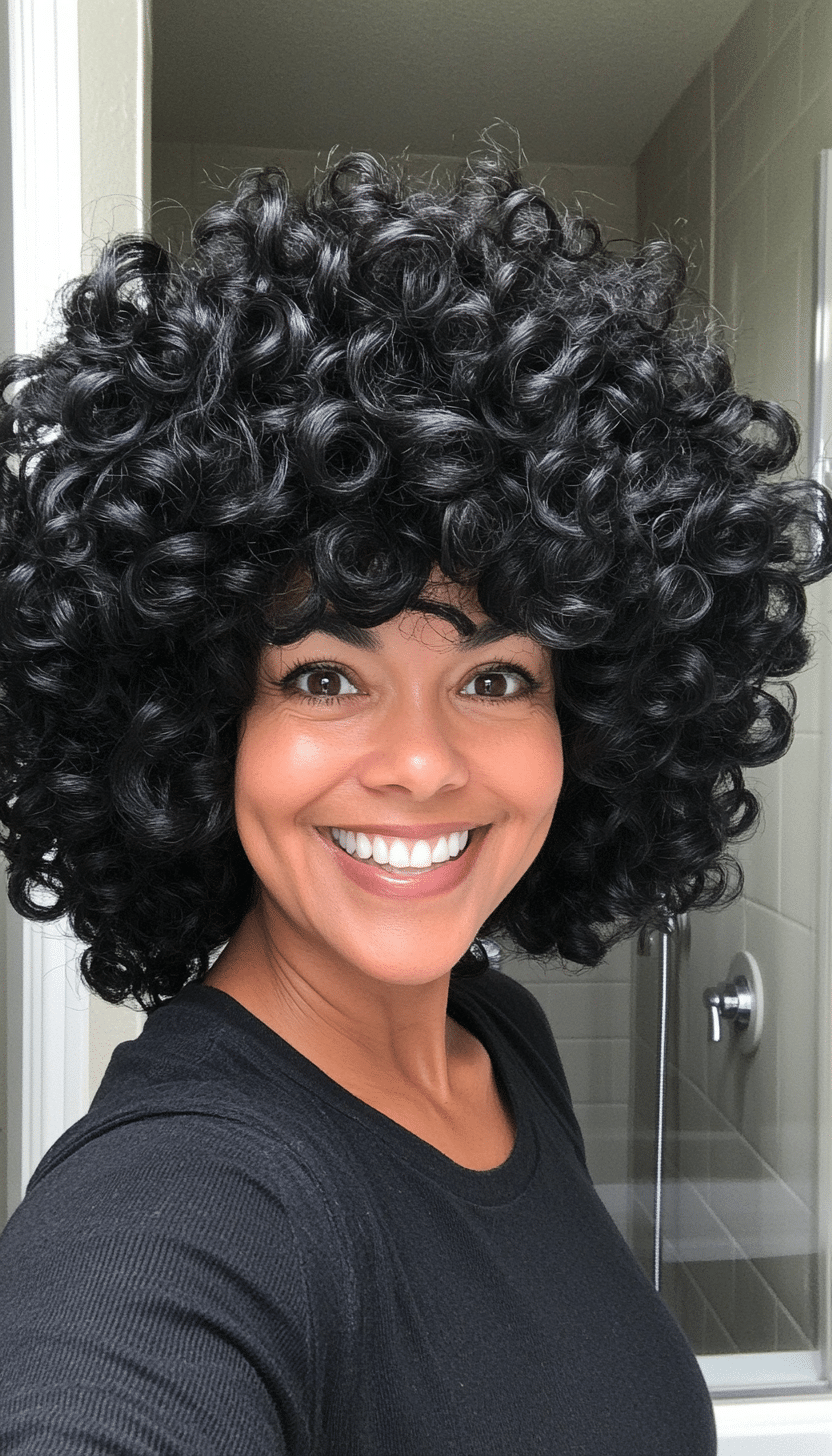 14. Rounded Curly Afro in Jet Black (Curly Hairstyles For Women Over 50) - Curly Hairstyles For Women Over 50