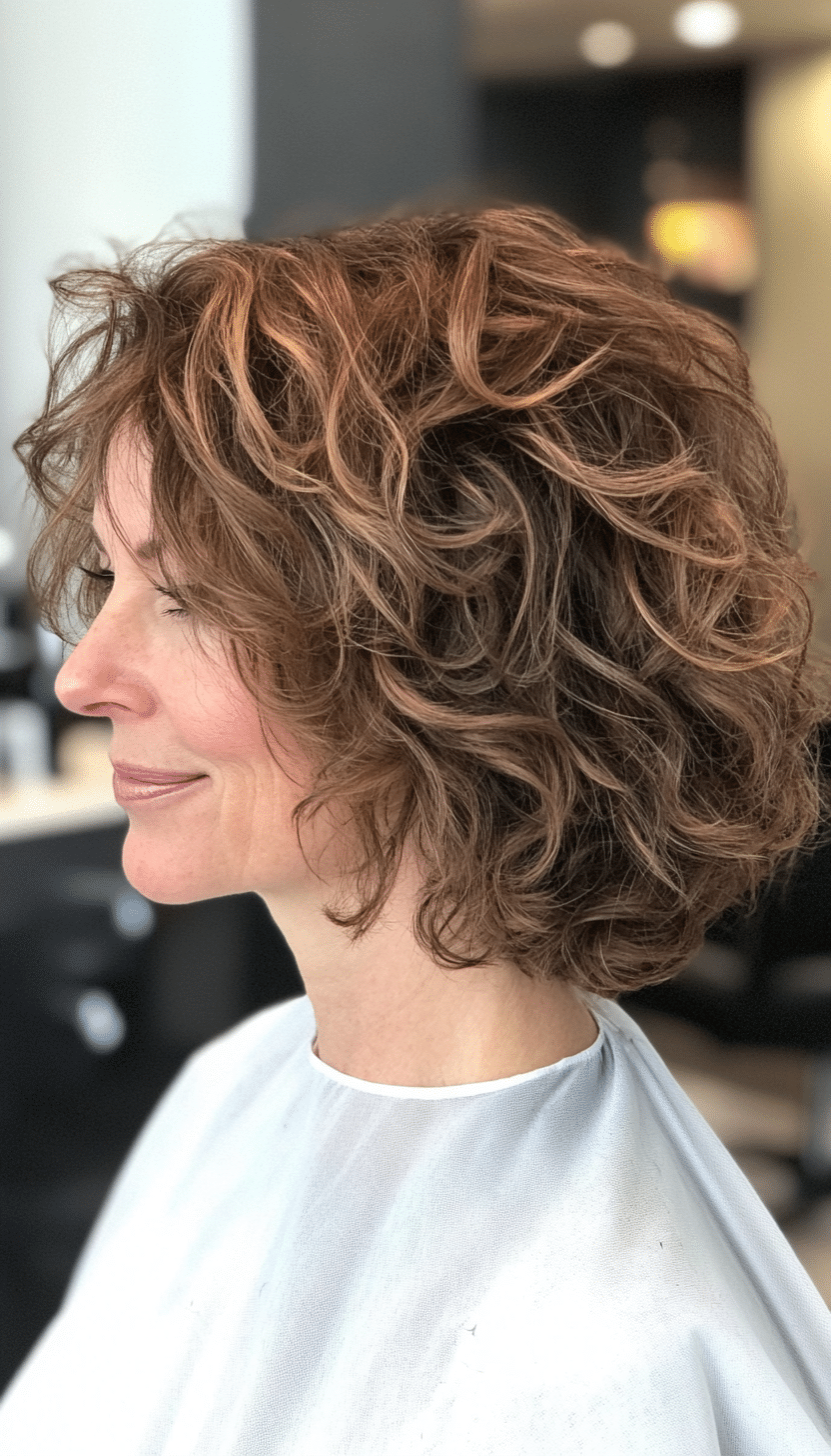 23. Shaggy Curly Cut in Light Sandy Brown (Curly Hairstyles For Women Over 50) - Curly Hairstyles For Women Over 50