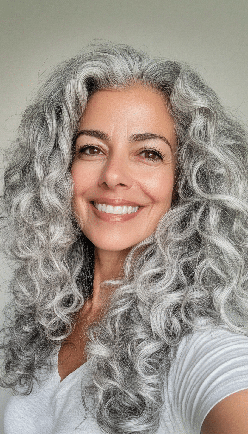 24. Tight Coils with Soft Tapering in Natural Gray (Curly Hairstyles For Women Over 50) - Curly Hairstyles For Women Over 50