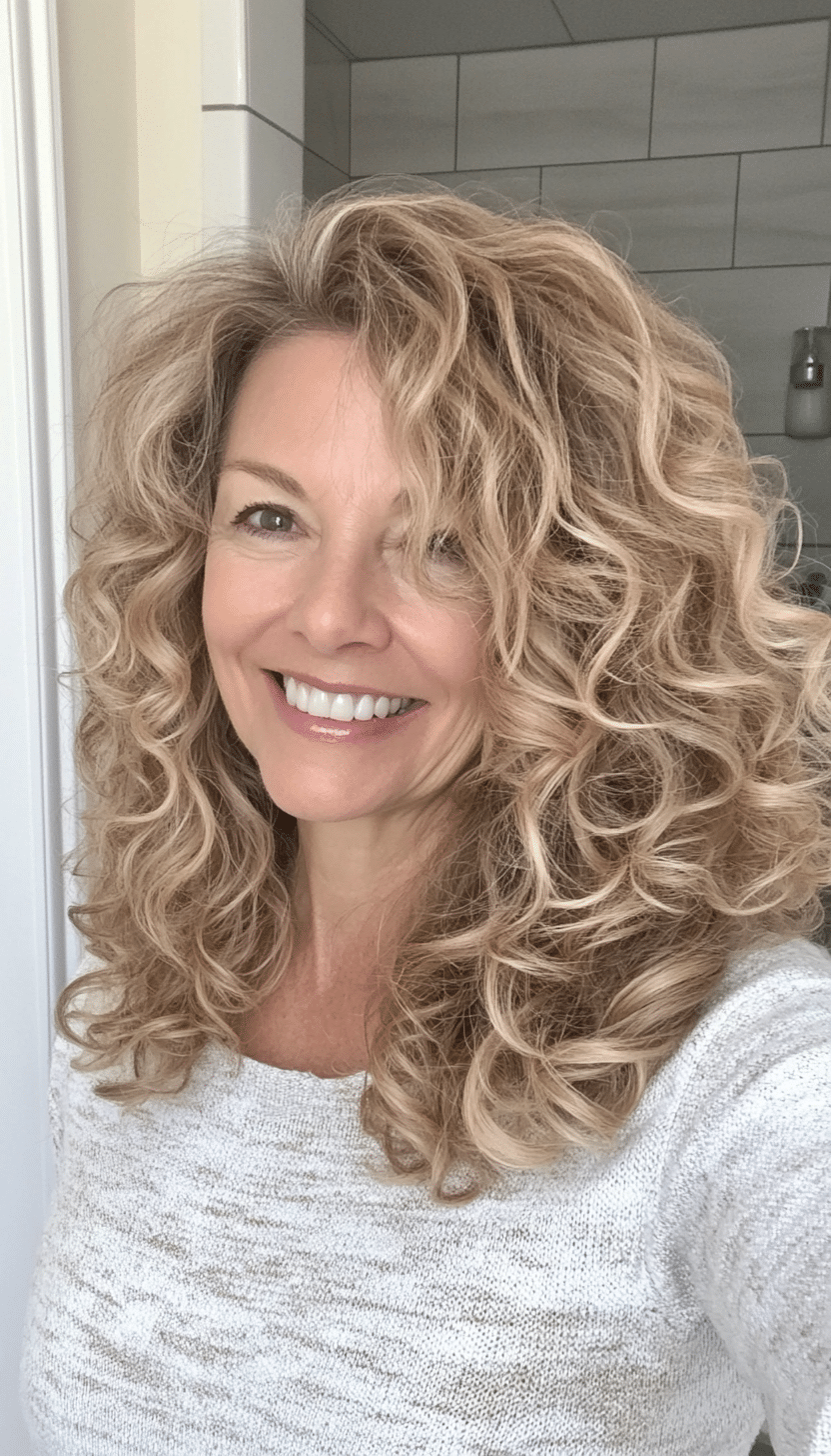 27. Soft Curls with Blended Layers in Light Honey Blonde (Curly Hairstyles For Women Over 50) - Curly Hairstyles For Women Over 50