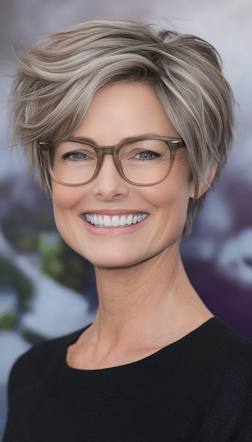9. Textured Crop in Light Ash Brown (Short Hairstyles For Older Women With Glasses) - Short Hairstyles For Older Women With Glasses