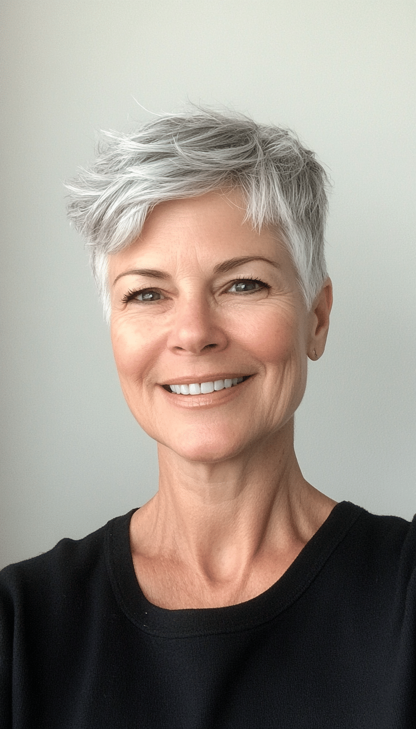 5. Textured Crop in Salt-and-Pepper Gray (Great Hairstyles For Women Over 60) - Great Hairstyles For Women Over 60