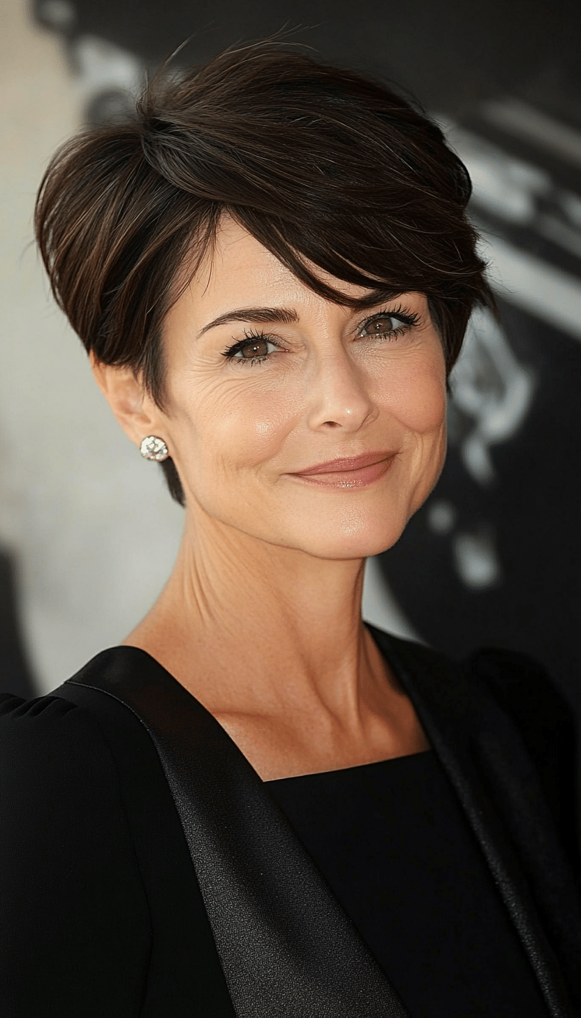 6. Side-Swept Pixie in Warm Espresso (Great Hairstyles For Women Over 60) - Great Hairstyles For Women Over 60