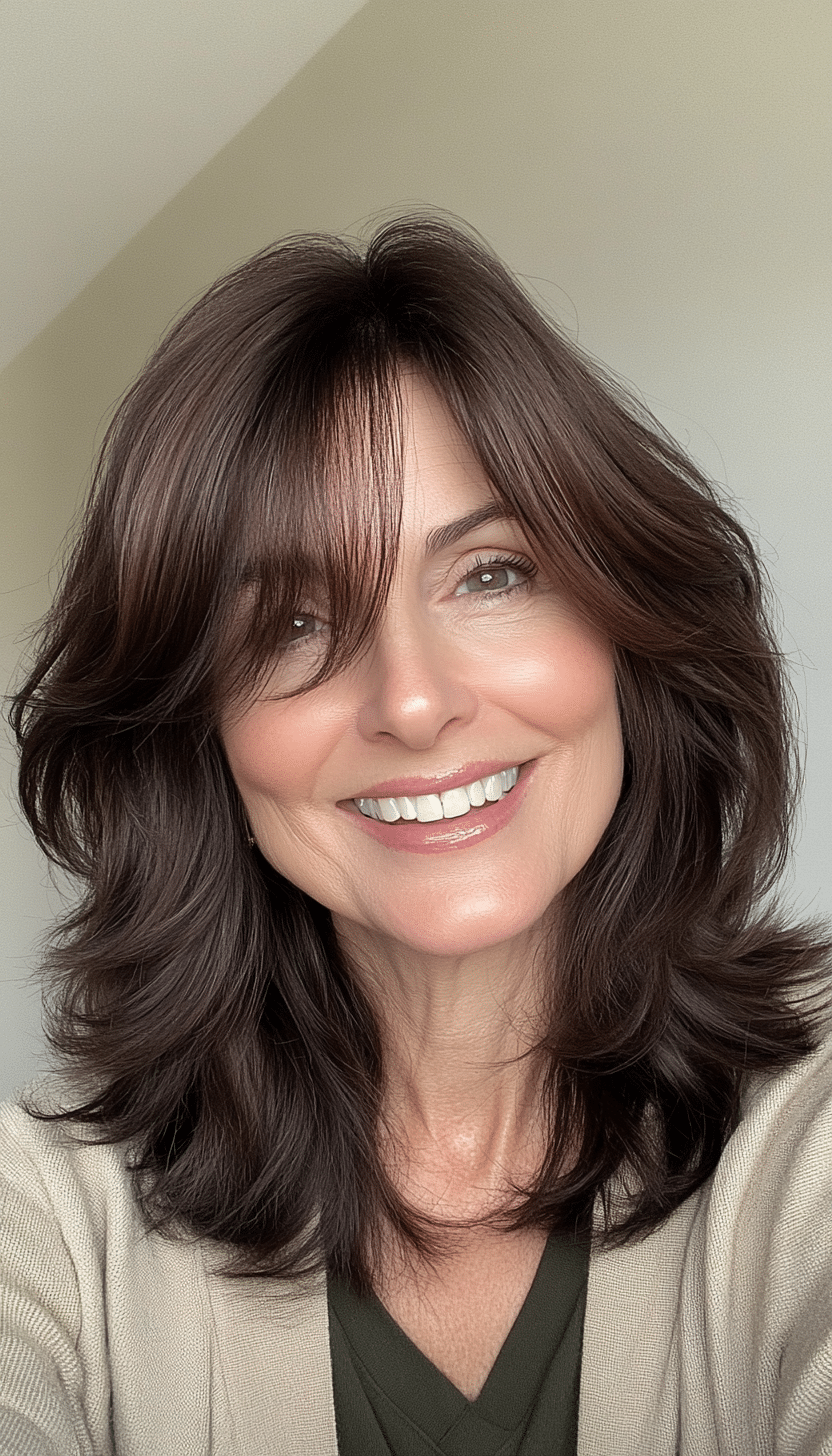 9. Soft Shag Cut in Natural Brunette (Great Hairstyles For Women Over 60) - Great Hairstyles For Women Over 60