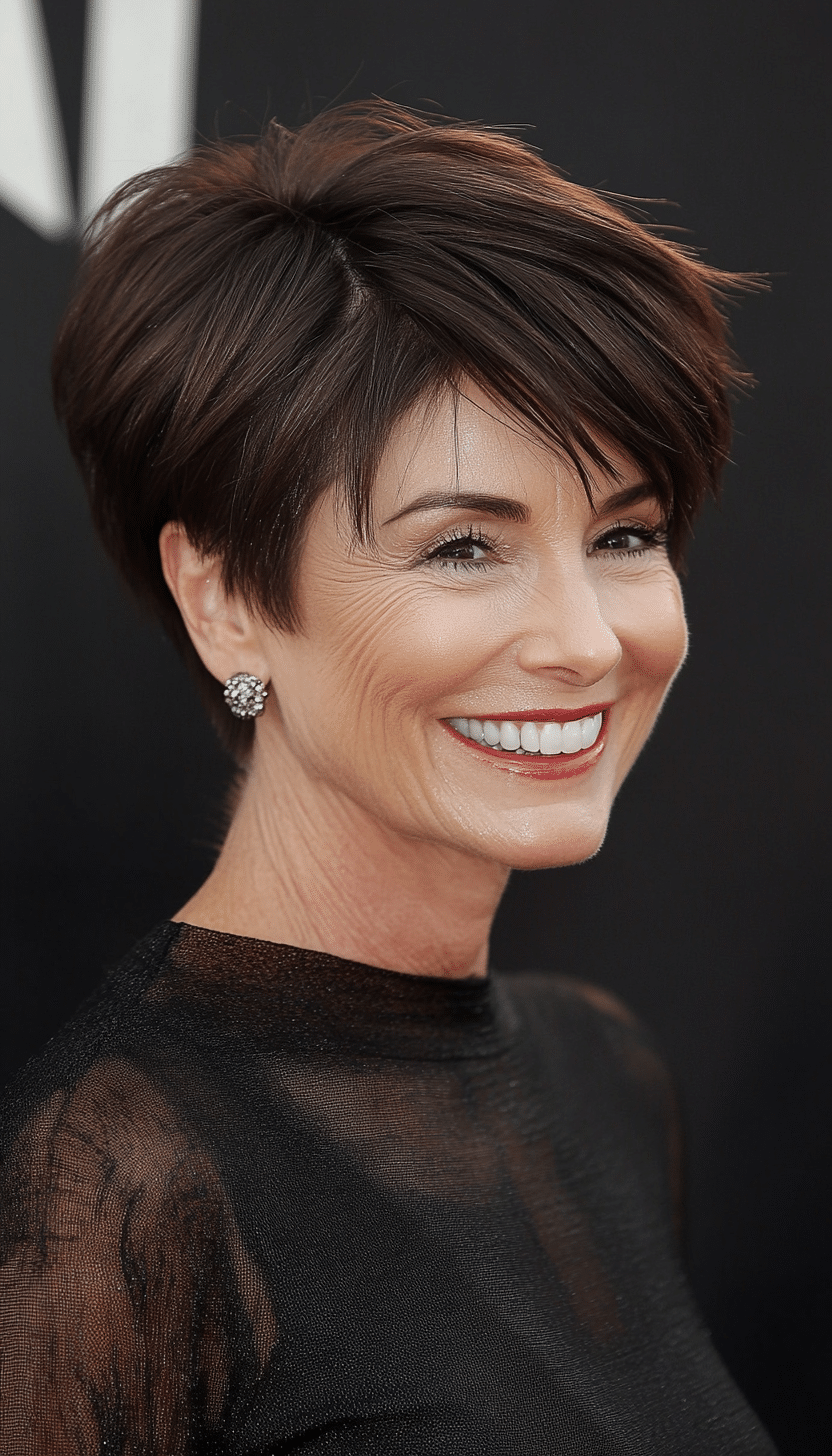 10. Tapered Crop in Rich Cocoa Brown (Great Hairstyles For Women Over 60) - Great Hairstyles For Women Over 60