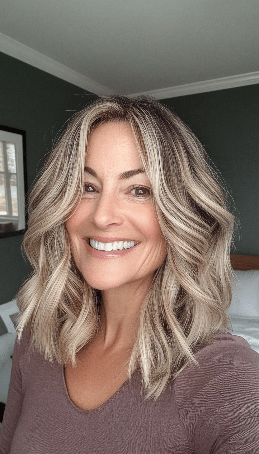 11. Layered Mid-Length Waves in Dark Ash Blonde (Great Hairstyles For Women Over 60) - Great Hairstyles For Women Over 60