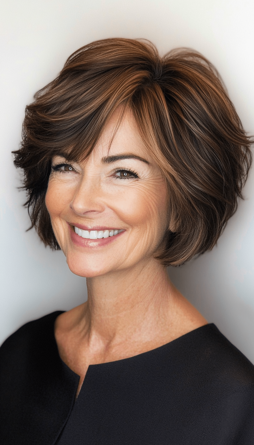 13. Tousled Short Bob in Soft Mocha Brown (Great Hairstyles For Women Over 60) - Great Hairstyles For Women Over 60
