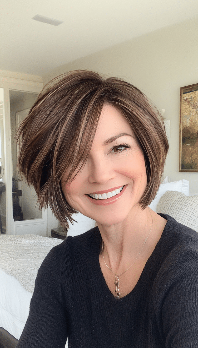 20. Choppy Short Bob in Medium Ash Brown (Great Hairstyles For Women Over 60) - Great Hairstyles For Women Over 60