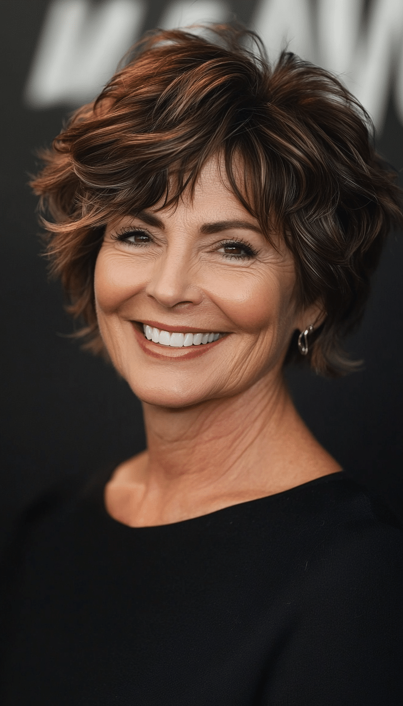 23. Short Wavy Crop in Dark Mocha (Great Hairstyles For Women Over 60) - Great Hairstyles For Women Over 60