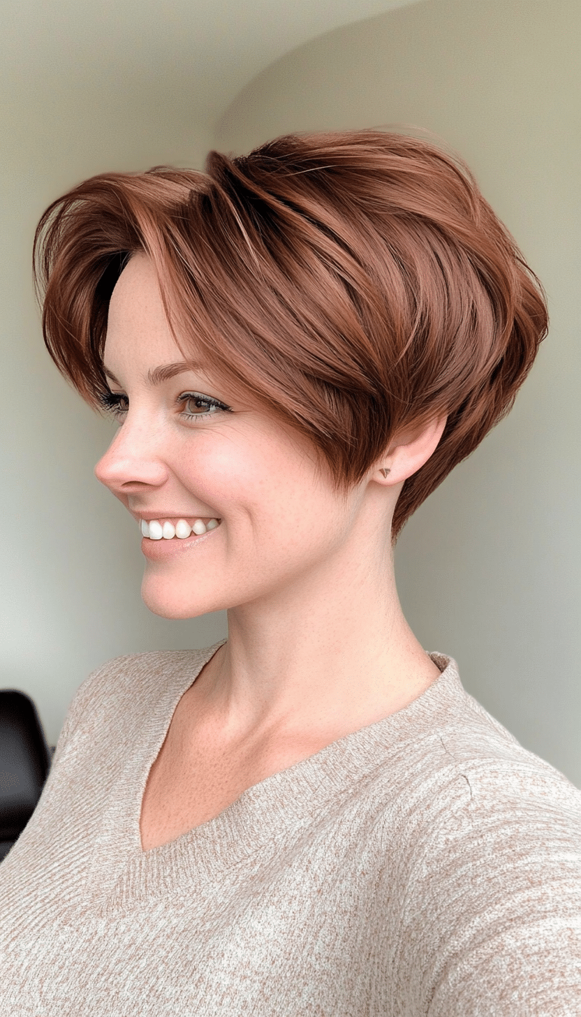 4. Asymmetrical Crop in Warm Auburn (Short Hairstyles For Thick Hair) - Short Hairstyles For Thick Hair