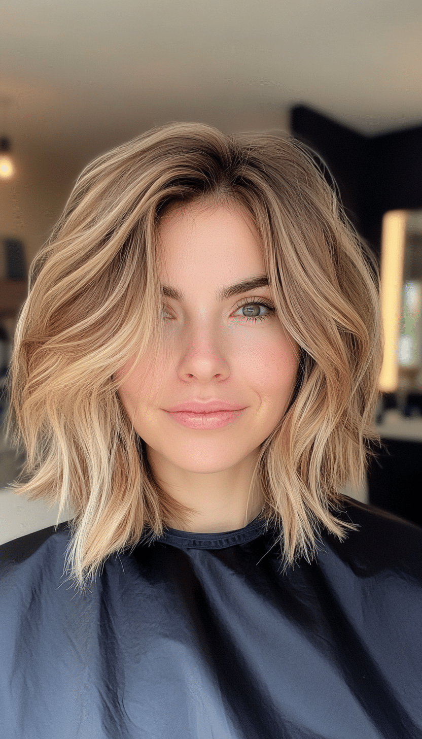 5. Shaggy Lob in Honey Blonde (Short Hairstyles For Thick Hair) - Short Hairstyles For Thick Hair