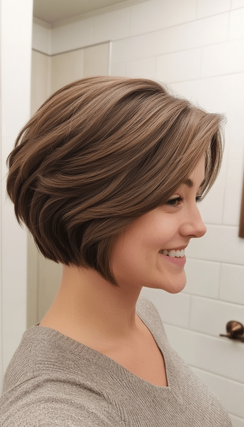6. Stacked Bob in Medium Brown (Short Hairstyles For Thick Hair) - Short Hairstyles For Thick Hair