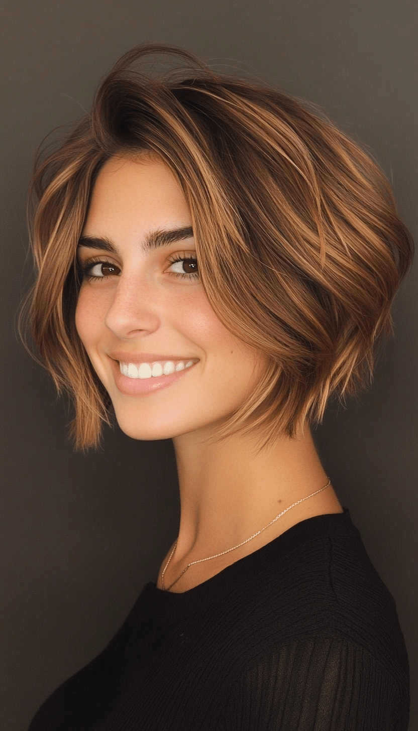 12. Inverted Bob in Light Brown (Short Hairstyles For Thick Hair) - Short Hairstyles For Thick Hair