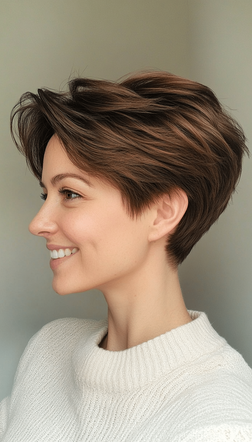 19. Classic Pixie in Walnut Brown (Short Hairstyles For Thick Hair) - Short Hairstyles For Thick Hair
