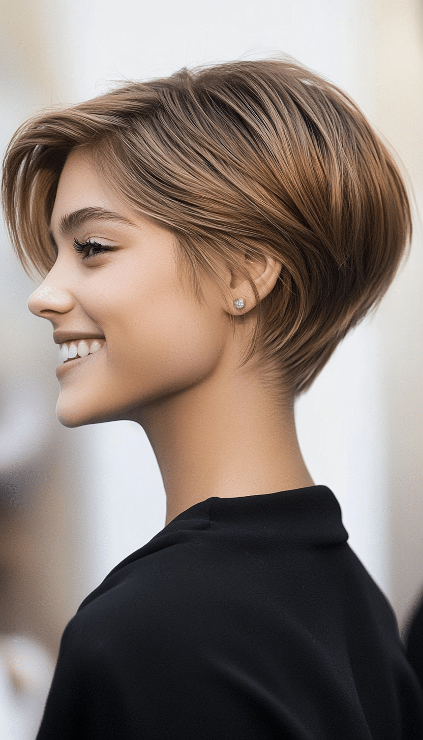 23. Feathered Pixie in Sandy Brown (Short Hairstyles For Thick Hair) - Short Hairstyles For Thick Hair
