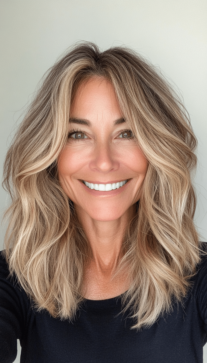 2. Textured Shag Cut in Warm Honey Blonde (Medium Haircuts For Older Women) - Medium Haircuts For Older Women