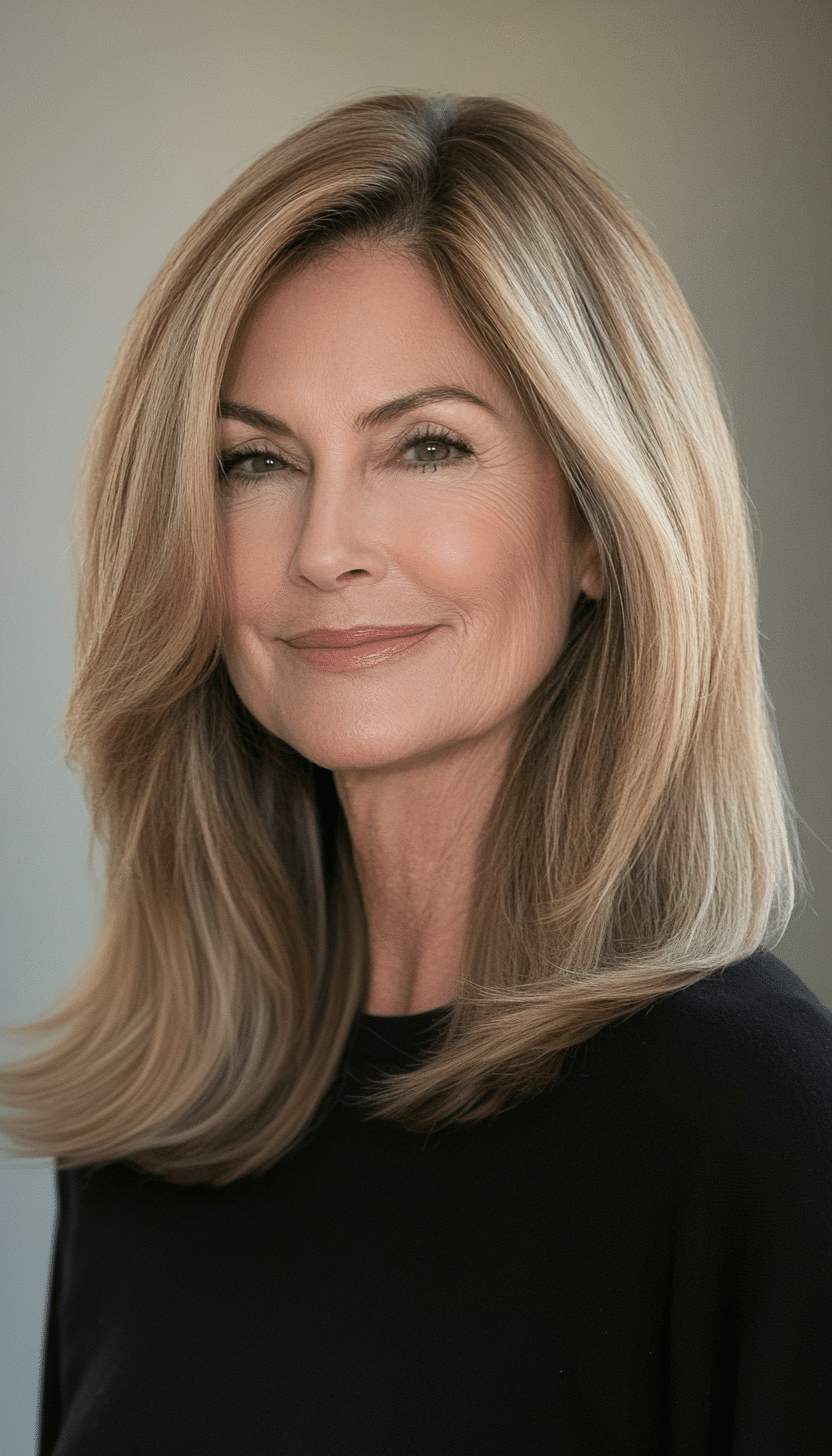 3. Side-Swept Lob in Sandy Blonde (Medium Haircuts For Older Women) - Medium Haircuts For Older Women