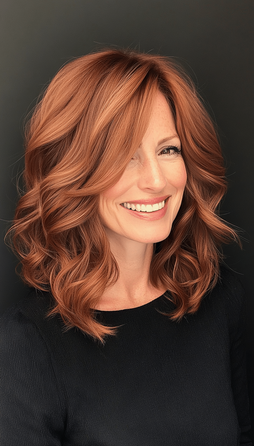 20. Tousled Waves in Light Chestnut (Medium Haircuts For Older Women) - Medium Haircuts For Older Women