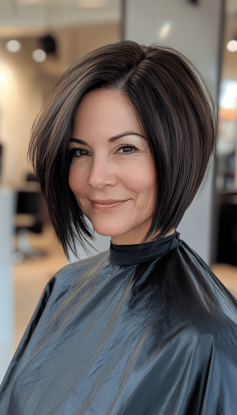 2. Sleek Inverted Bob in Natural Black (Bob Hairstyles For Women Over 50) - Bob Hairstyles For Women Over 50