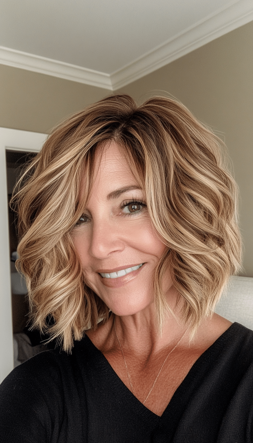 3. Wavy Textured Bob in Golden Blonde (Bob Hairstyles For Women Over 50) - Bob Hairstyles For Women Over 50