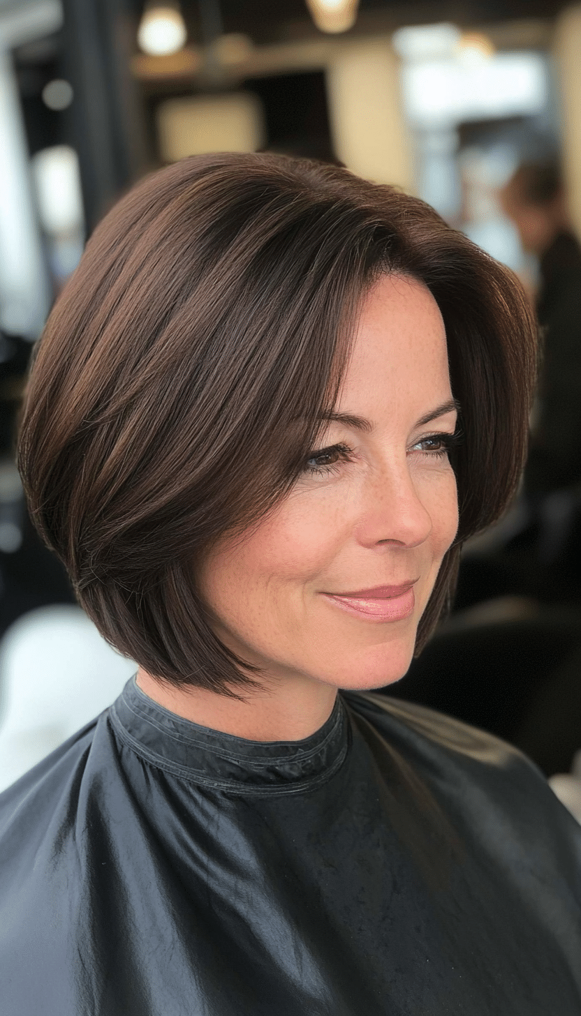 4. Classic Blunt Bob in Dark Ash Brown (Bob Hairstyles For Women Over 50) - Bob Hairstyles For Women Over 50