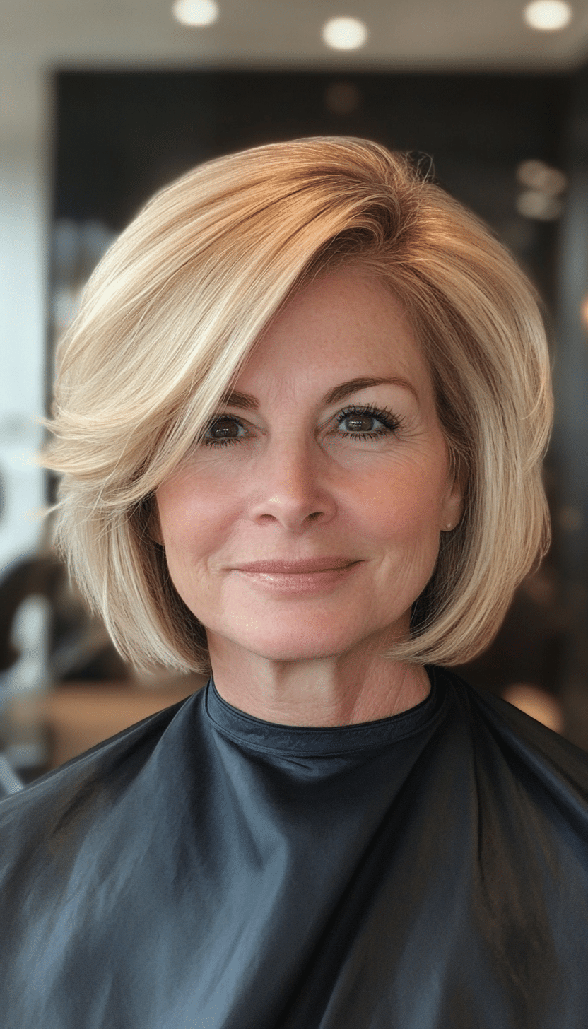 14. Soft A-Line Bob in Honey Blonde (Bob Hairstyles For Women Over 50) - Bob Hairstyles For Women Over 50