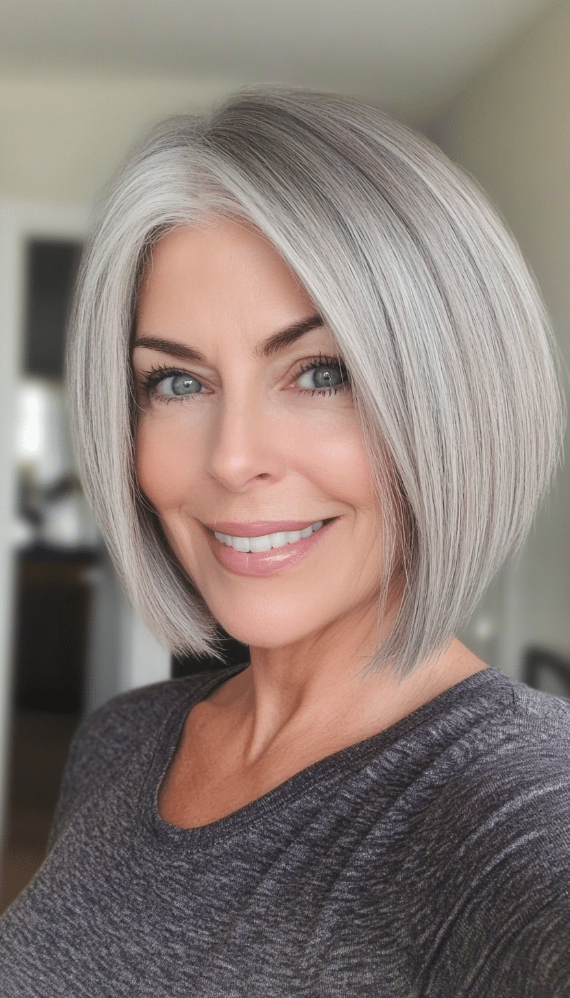 20. Pixie Bob in Salt-and-Pepper Gray (Bob Hairstyles For Women Over 50) - Bob Hairstyles For Women Over 50