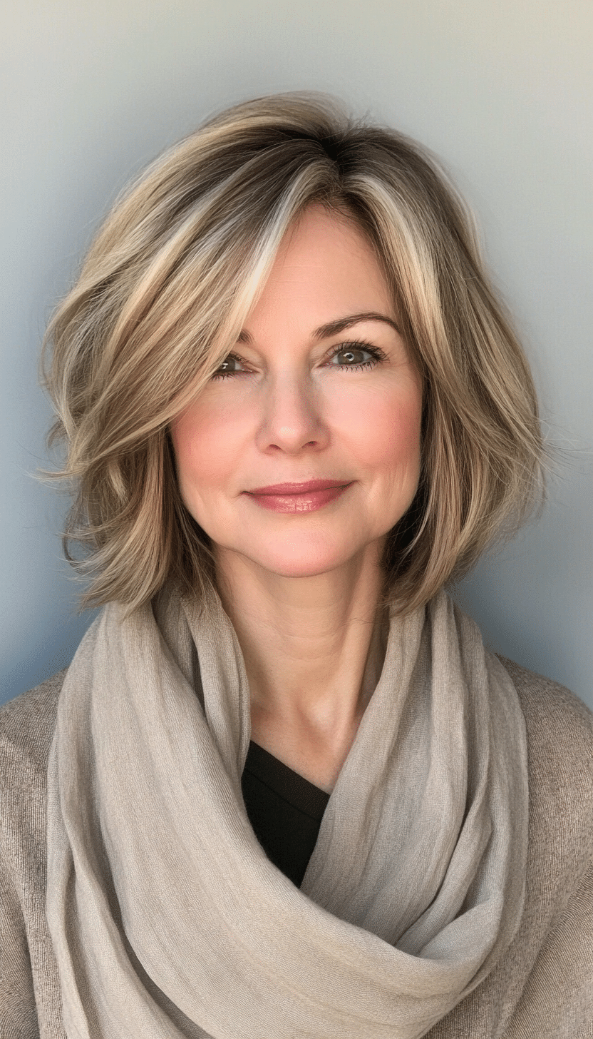 26. Windswept Bob in Neutral Blonde (Bob Hairstyles For Women Over 50) - Bob Hairstyles For Women Over 50
