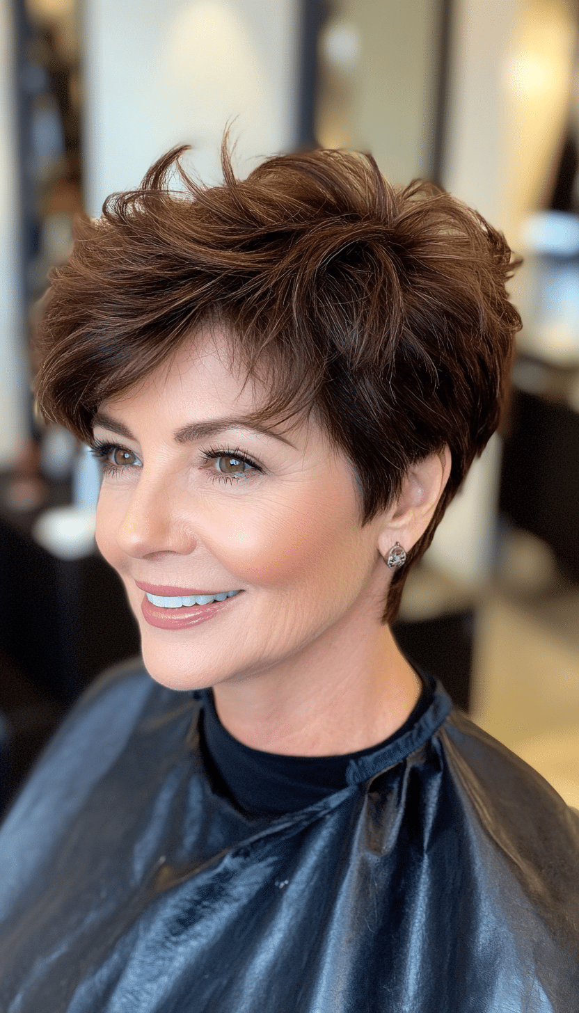 3. Textured Crop Pixie in Dark Chestnut (Pixie Hairstyles For Women Over 50) - Pixie Hairstyles For Women Over 50