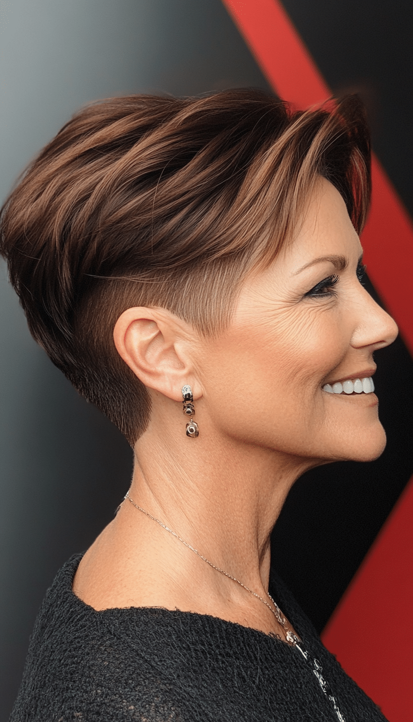 14. Edgy Pixie Undercut in Espresso Brown (Pixie Hairstyles For Women Over 50) - Pixie Hairstyles For Women Over 50
