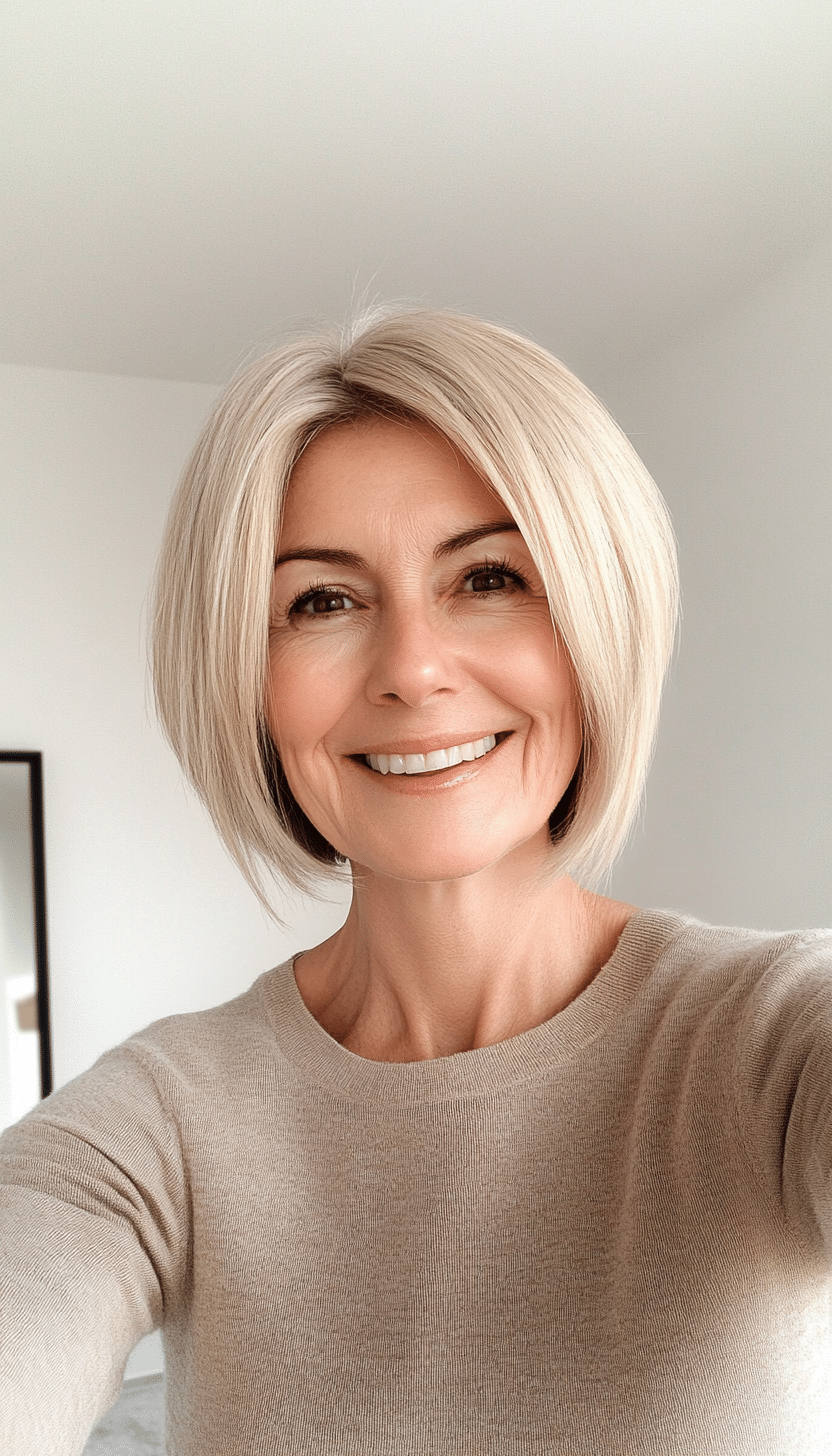 3. Champagne Blonde Tapered Cut with Wispy Ends (Senior Haircuts For Older Women) - Senior Haircuts For Older Women