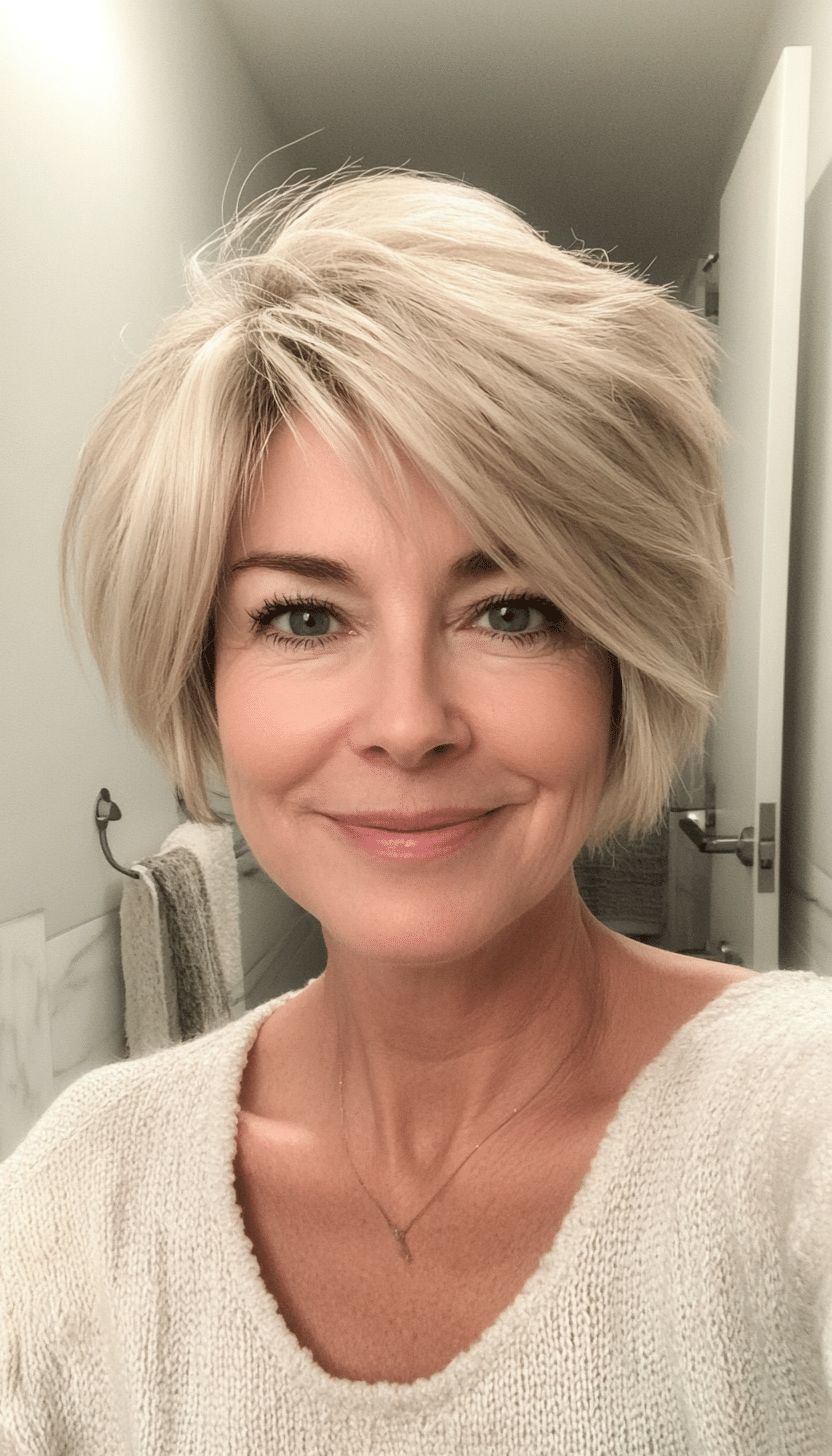 6. Honey Blonde Short Shag with Textured Layers (Senior Haircuts For Older Women) - Senior Haircuts For Older Women