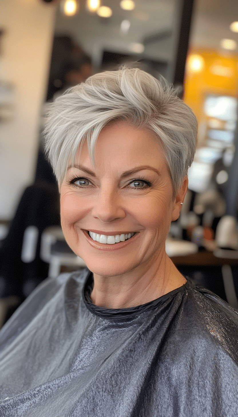 11. Icy Gray Short Crop with Choppy Ends (Senior Haircuts For Older Women) - Senior Haircuts For Older Women