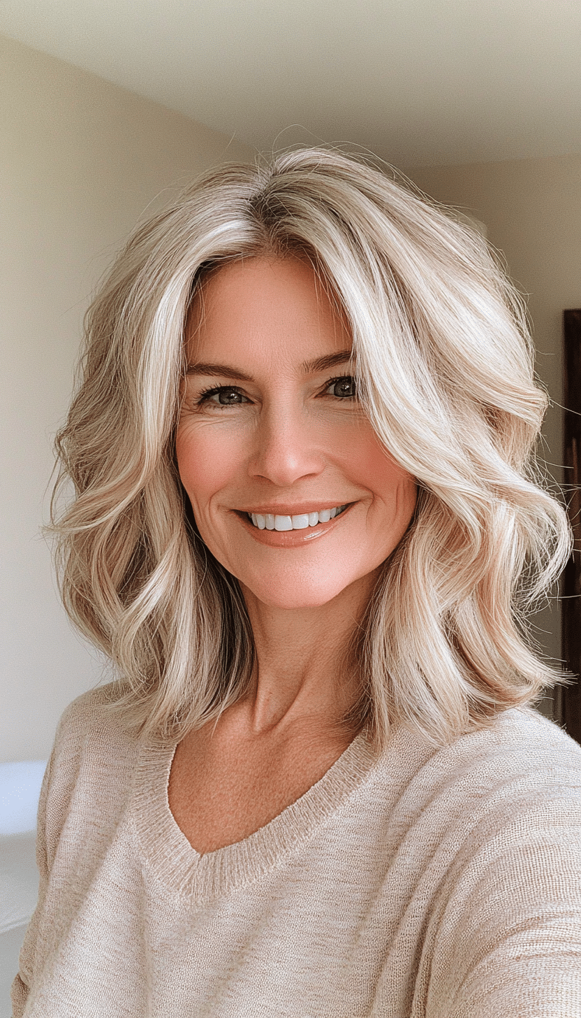 25. Strawberry Blonde Shoulder-Length Waves (Senior Haircuts For Older Women) - Senior Haircuts For Older Women