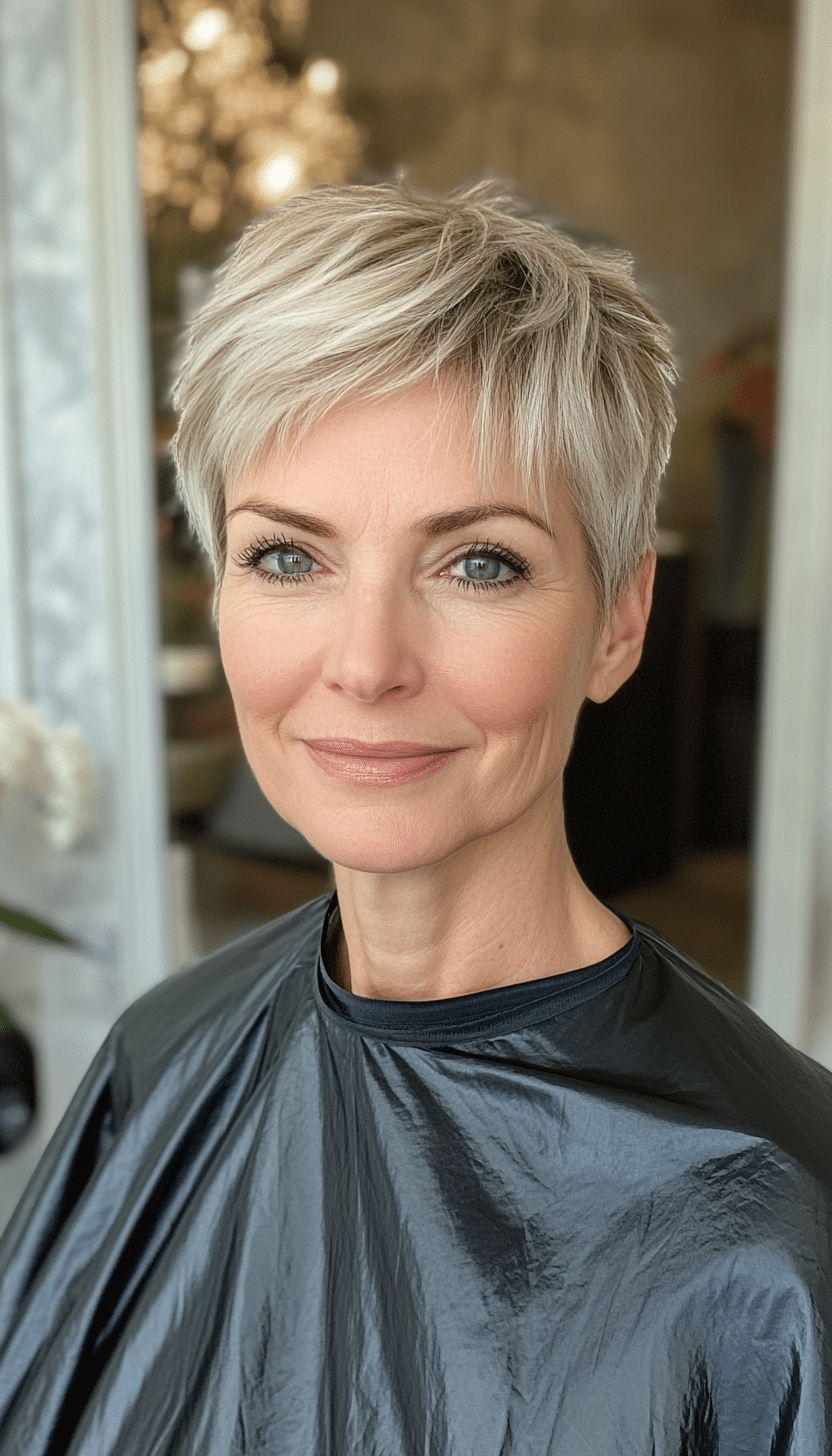 1. Feathered Pixie in Soft Ash Blonde (Short Hairstyles For Women Over 60 With Thin Hair) - Short Hairstyles For Women Over 60 With Thin Hair