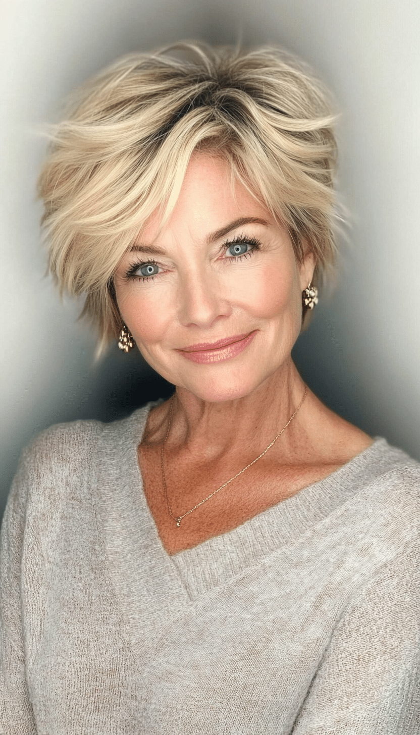 3. Textured Crop in Sandy Blonde (Short Hairstyles For Women Over 60 With Thin Hair) - Short Hairstyles For Women Over 60 With Thin Hair