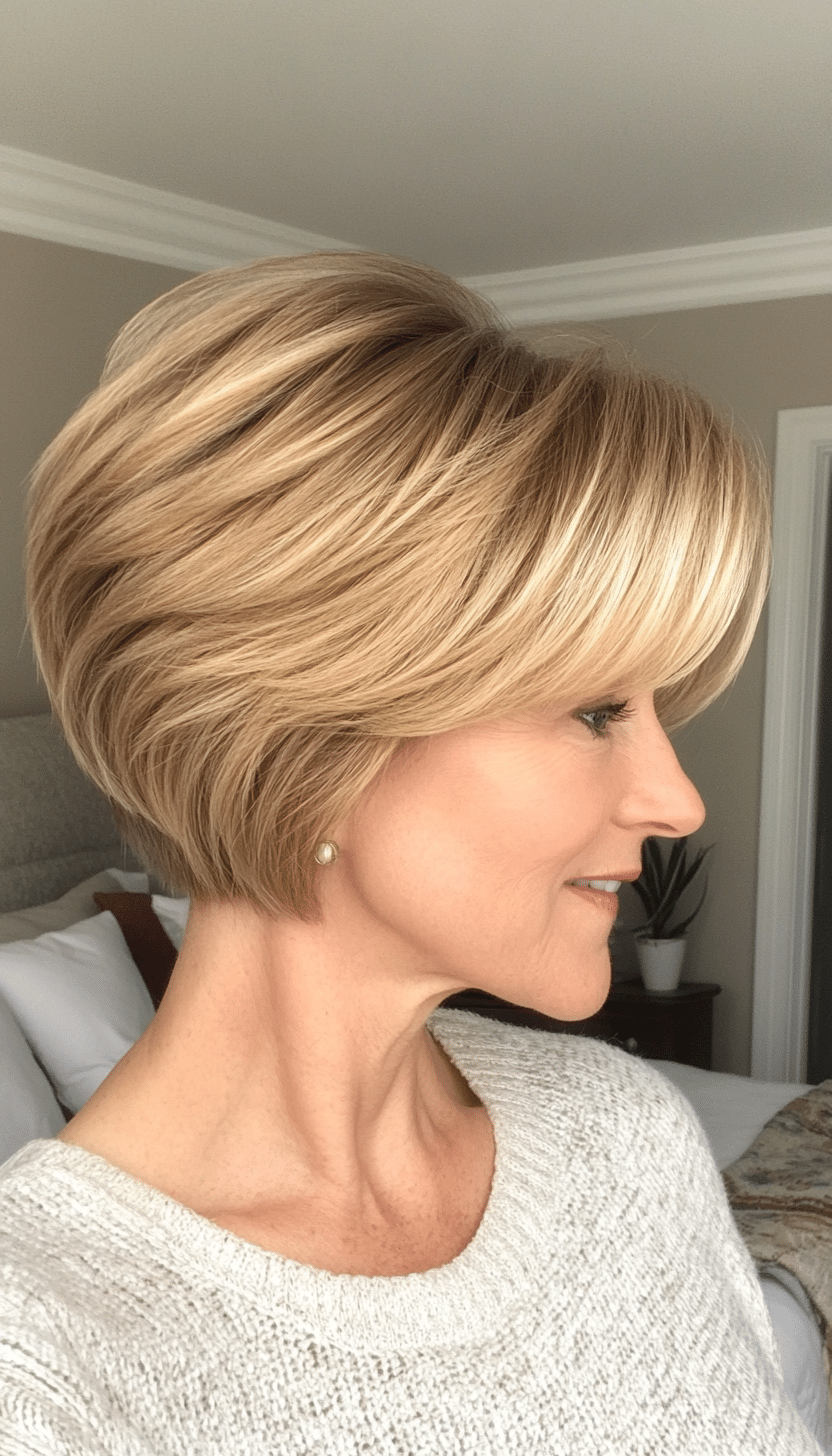 5. Soft Wedge Cut in Golden Blonde (Short Hairstyles For Women Over 60 With Thin Hair) - Short Hairstyles For Women Over 60 With Thin Hair