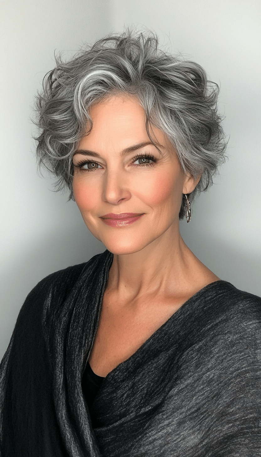 7. Curly Pixie in Silver Gray (Short Hairstyles For Women Over 60 With Thin Hair) - Short Hairstyles For Women Over 60 With Thin Hair