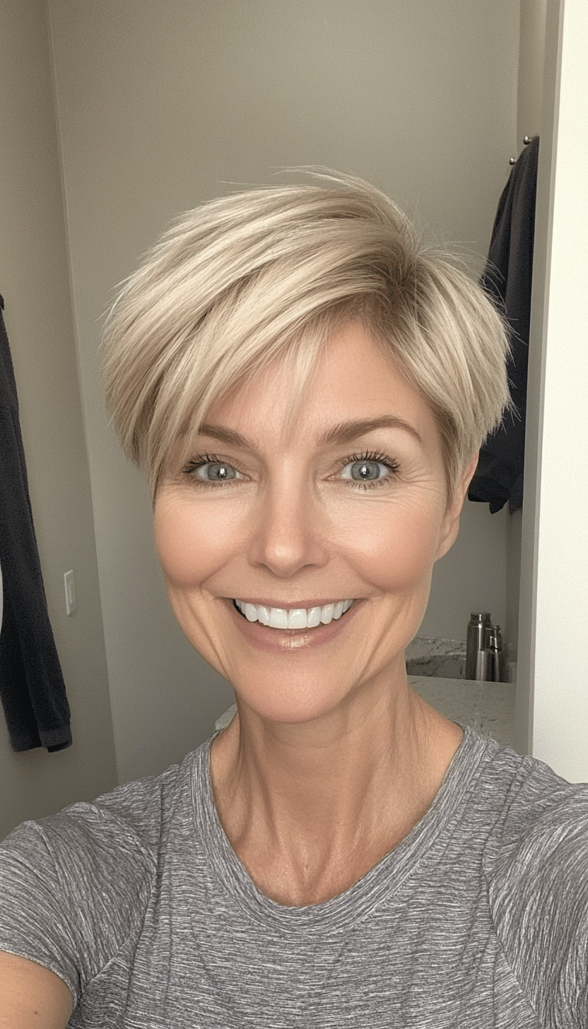 18. Volumized Crop in Soft Beige Blonde (Short Hairstyles For Women Over 60 With Thin Hair) - Short Hairstyles For Women Over 60 With Thin Hair