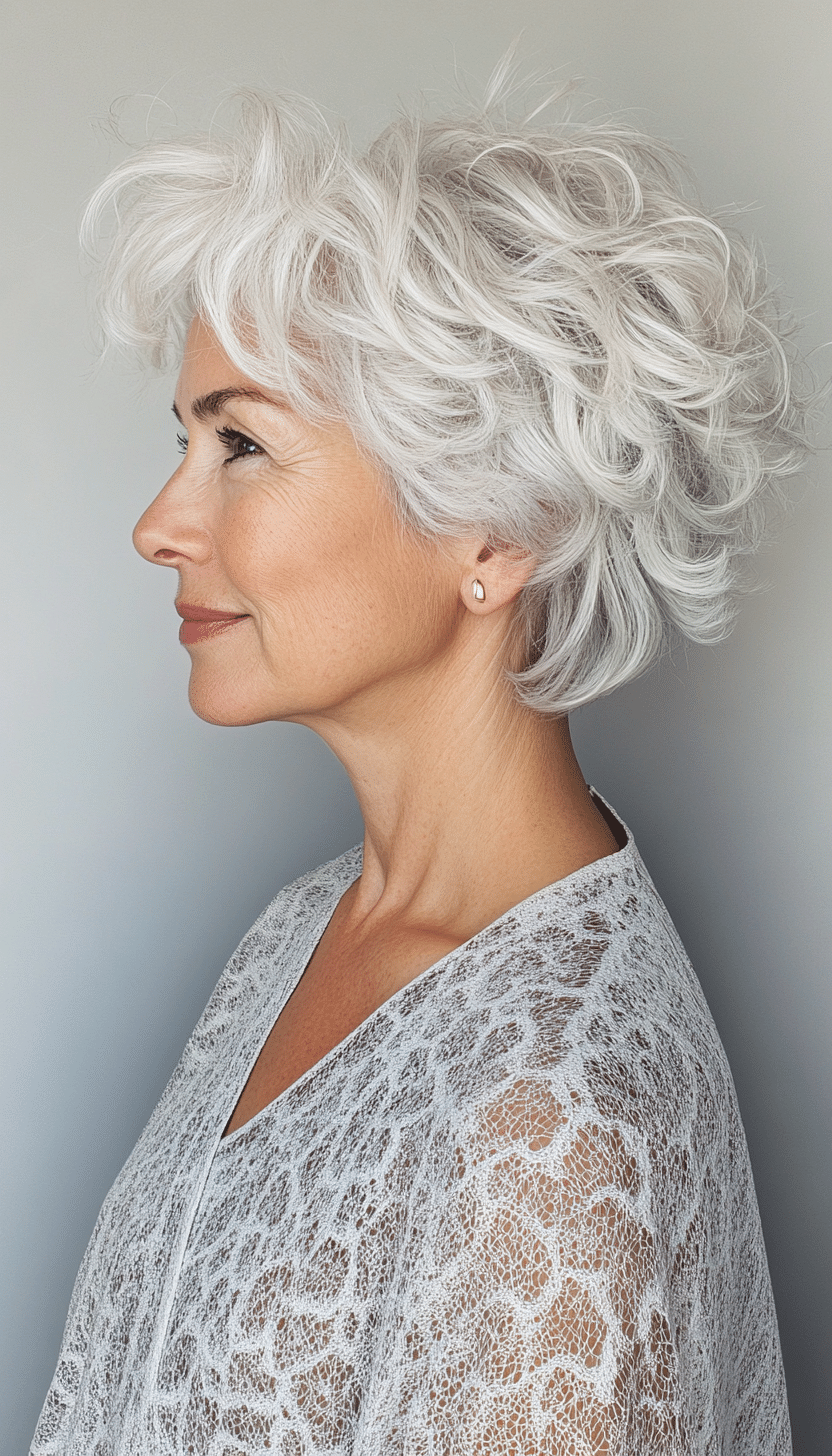 19. Short Curls in Natural White (Short Hairstyles For Women Over 60 With Thin Hair) - Short Hairstyles For Women Over 60 With Thin Hair