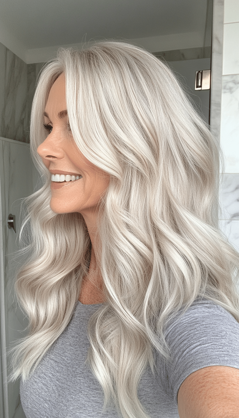 10. Pearl Blonde Soft Waves (Long Haircuts For Older Women) - Long Haircuts For Older Women