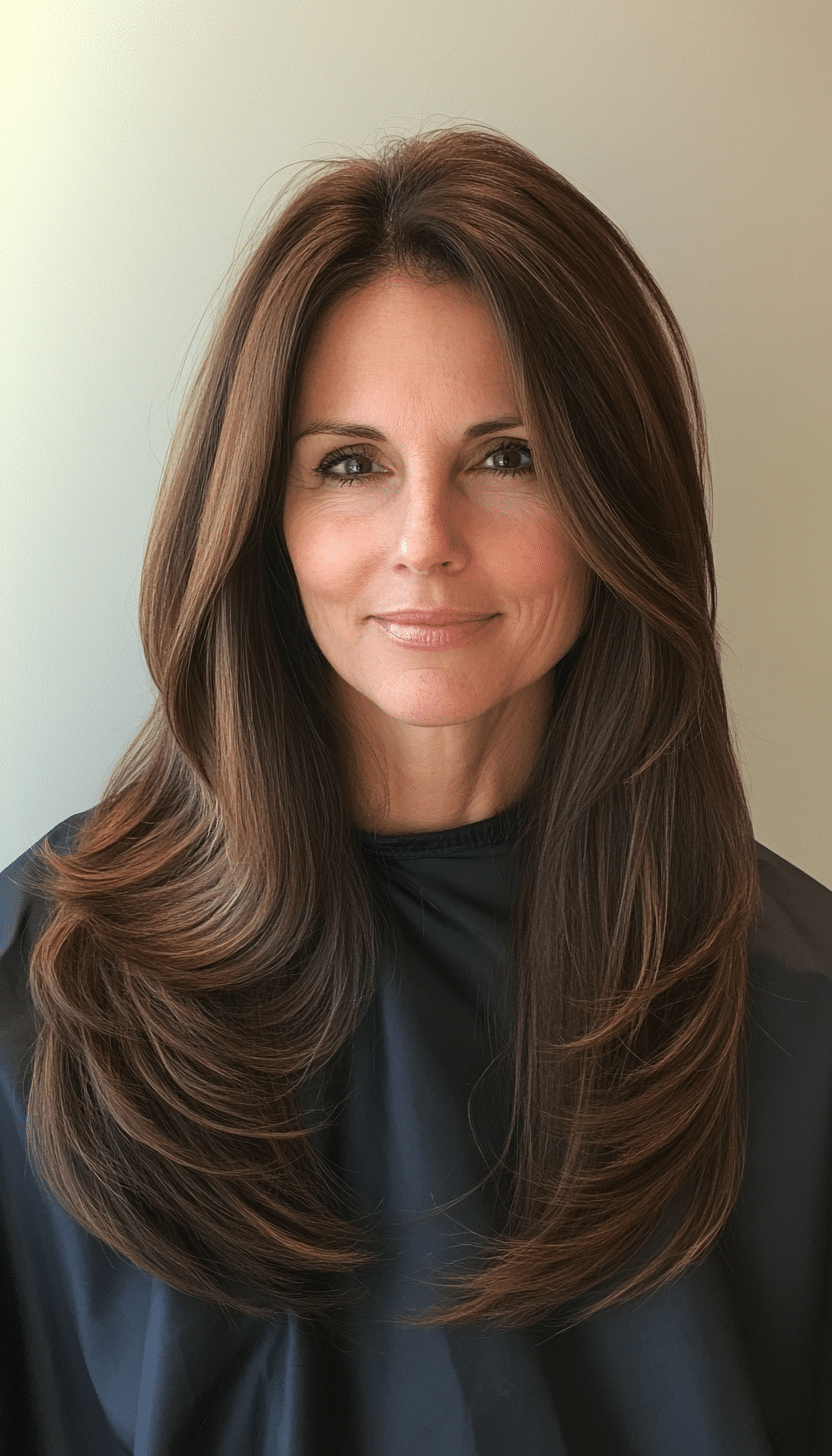 15. Espresso Sleek Layer Cut (Long Haircuts For Older Women) - Long Haircuts For Older Women