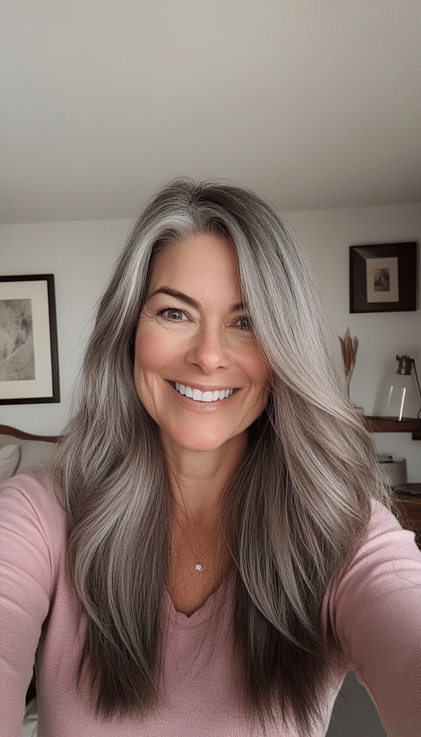 16. Ash Brown Gentle Layers (Long Haircuts For Older Women) - Long Haircuts For Older Women