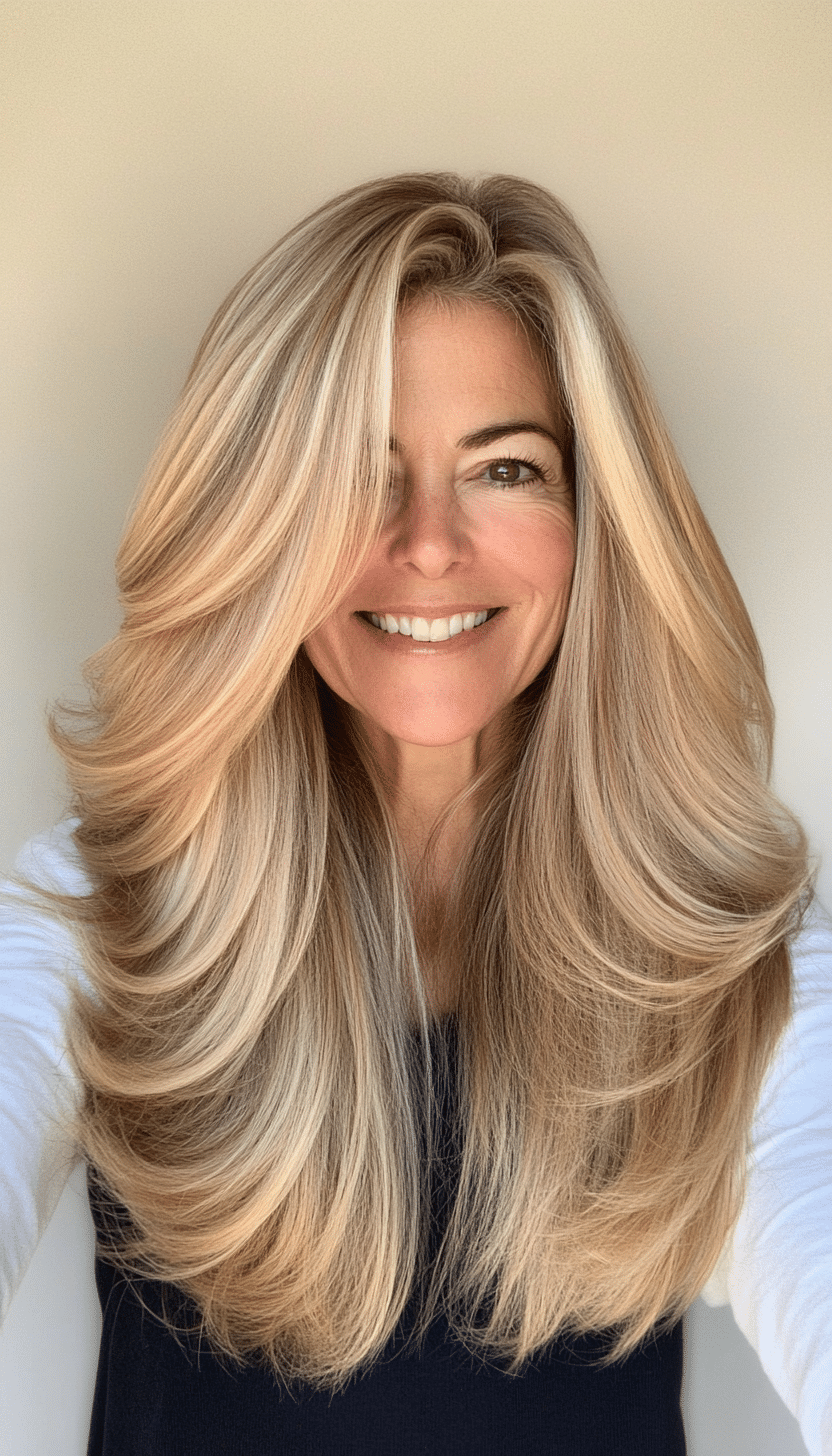 21. Honey Blonde Gentle Layers (Long Haircuts For Older Women) - Long Haircuts For Older Women
