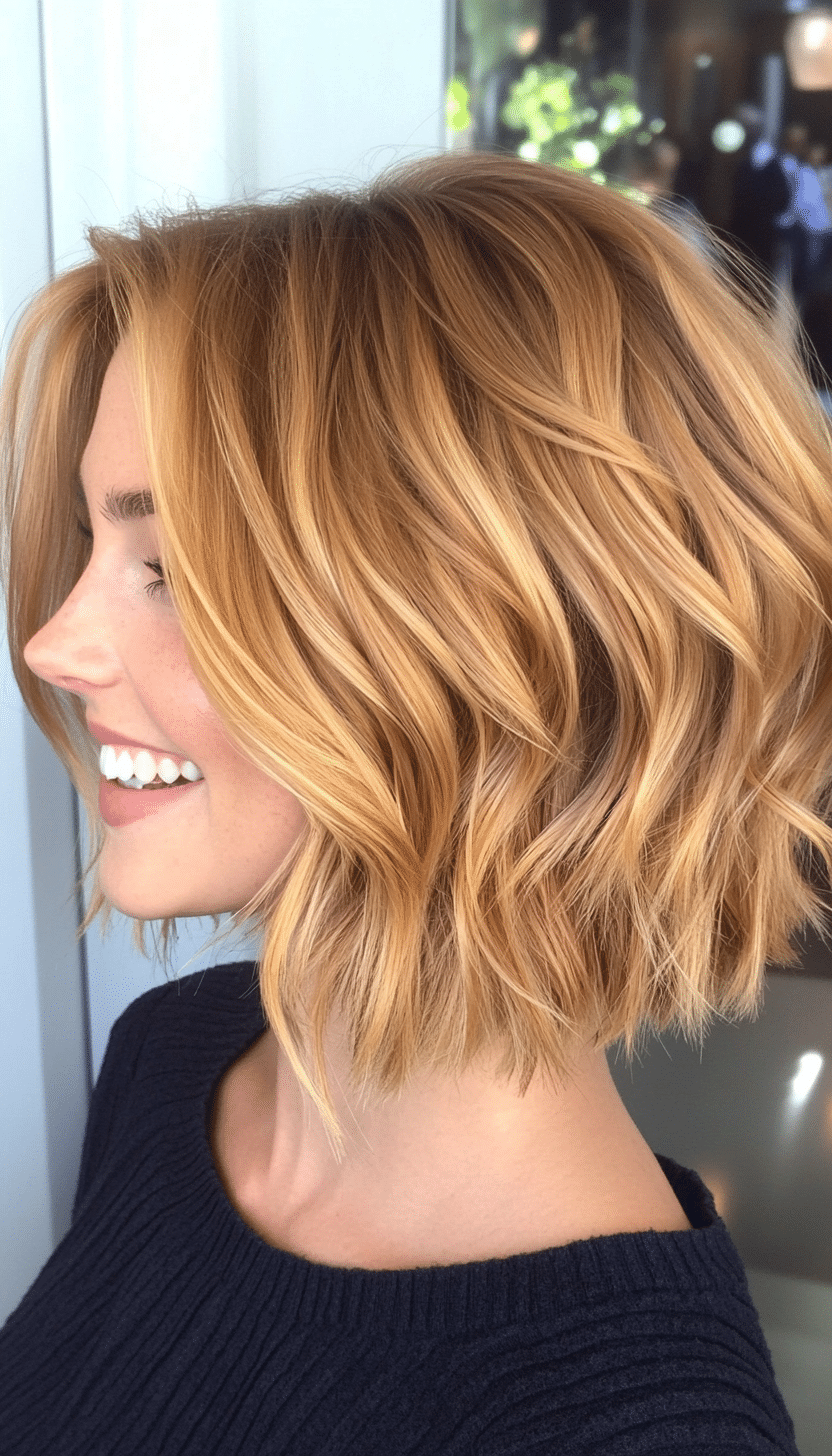 3. Textured Bob in Golden Blonde (Medium Bob Hairstyles) - Medium Bob Hairstyles