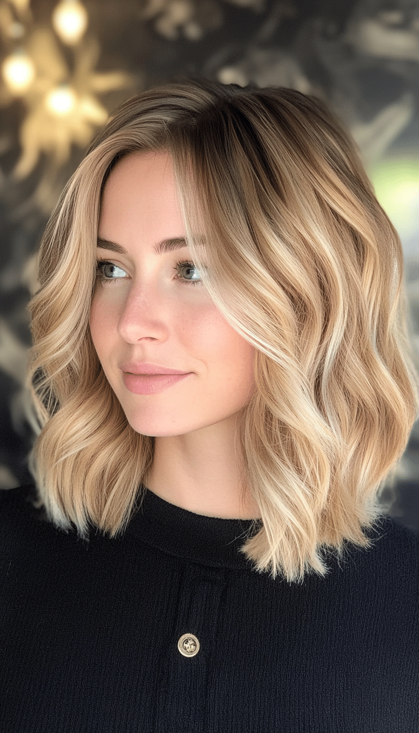 7. Layered Lob in Sandy Blonde (Medium Bob Hairstyles) - Medium Bob Hairstyles
